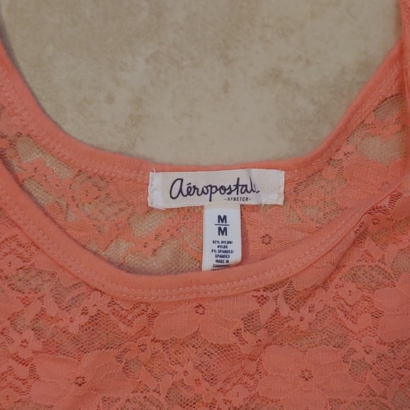VTG Y2K Aeropostale Sheer Lace Tank Top Coral Cami Women's Size M - Picture 2 of 6